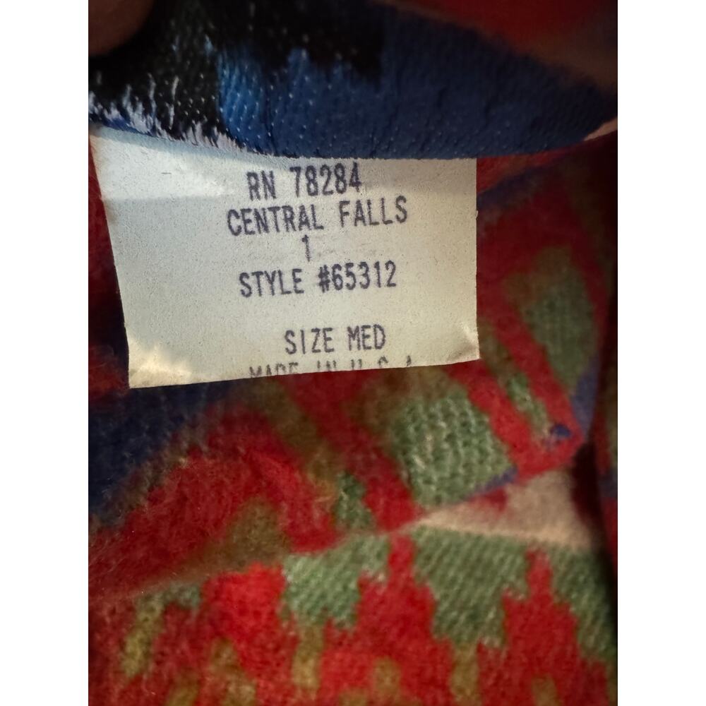 Vintage Central Falls Aztec Flannel Fleece Cardigan Medium Usa View 4